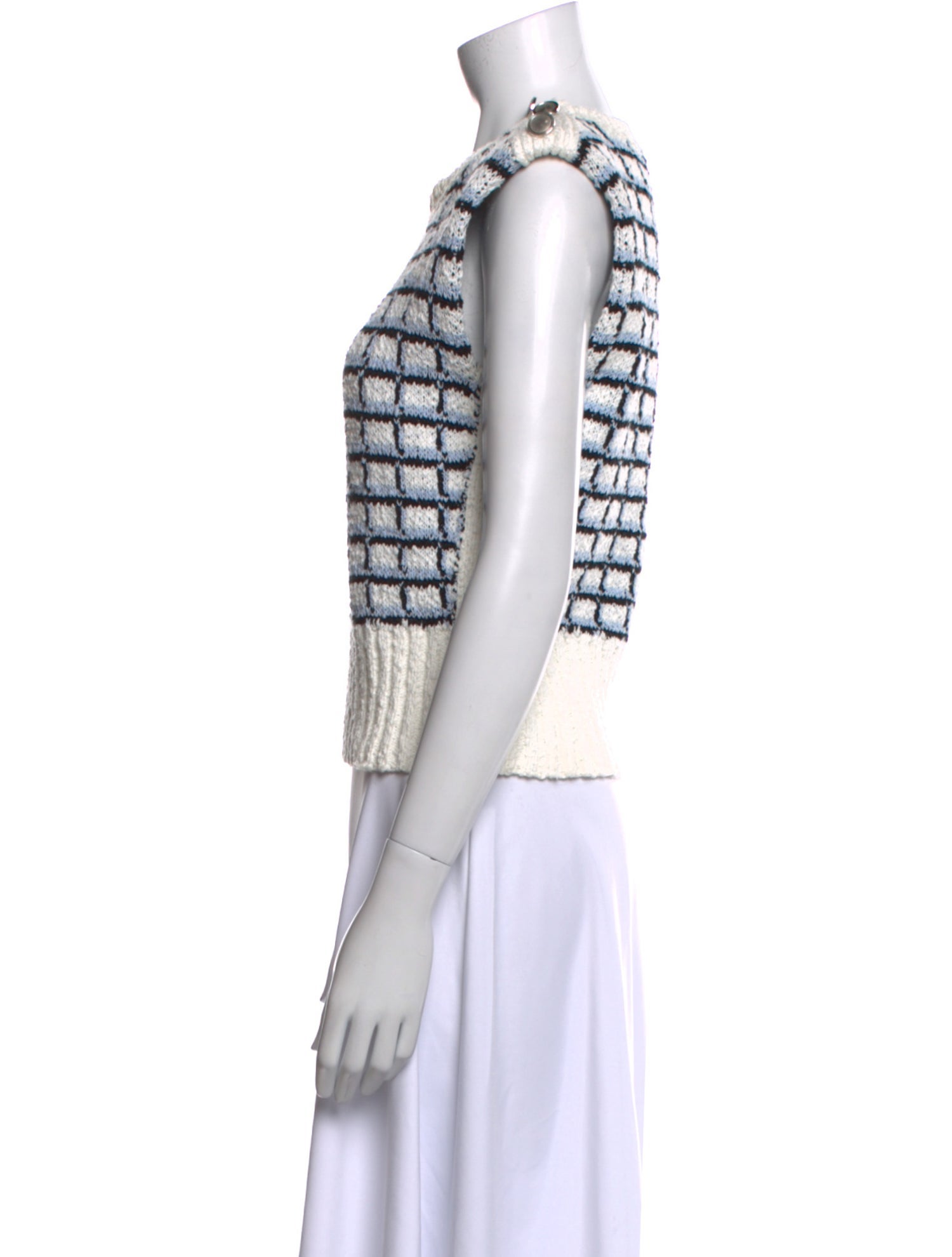 Veronica Beard Plaid Print Crew Neck Sweater