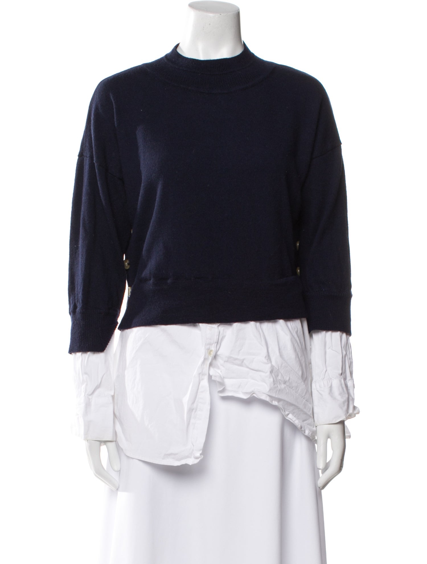 Veronica Beard Merino Wool Mock Neck Sweatshirt