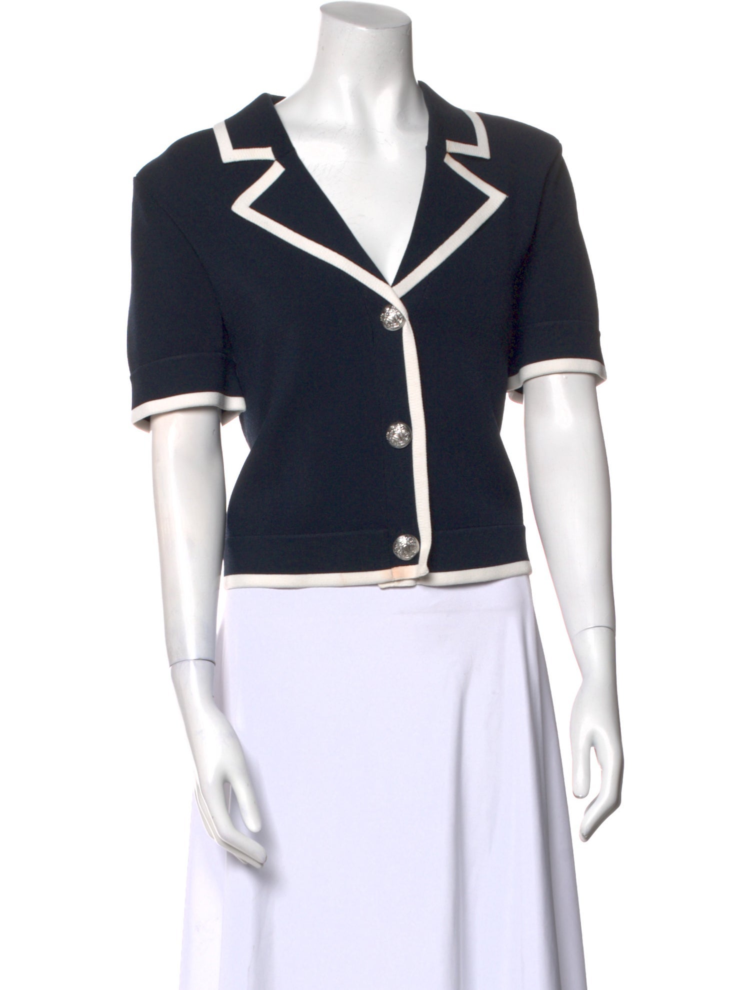 Veronica Beard Striped V-Neck Crop Top