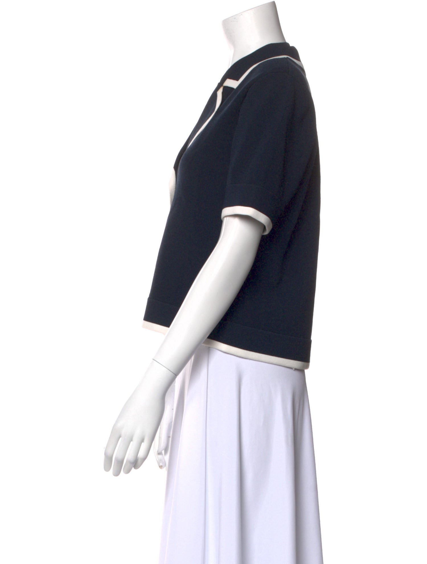 Veronica Beard Striped V-Neck Crop Top