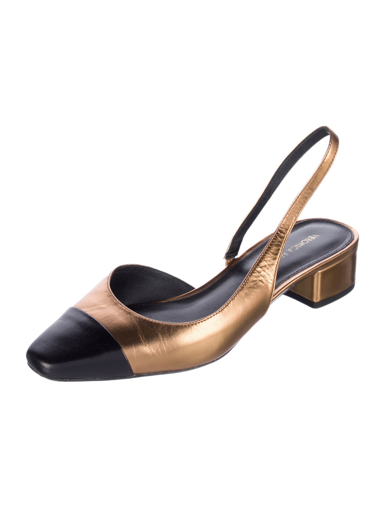 Veronica Beard Leather Colorblock Pattern Slingback Flats