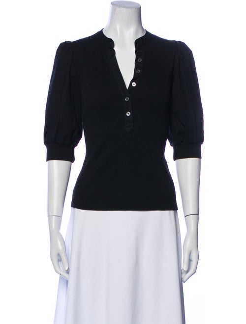 Veronica Beard V-Neck Three-Quarter Sleeve Polo