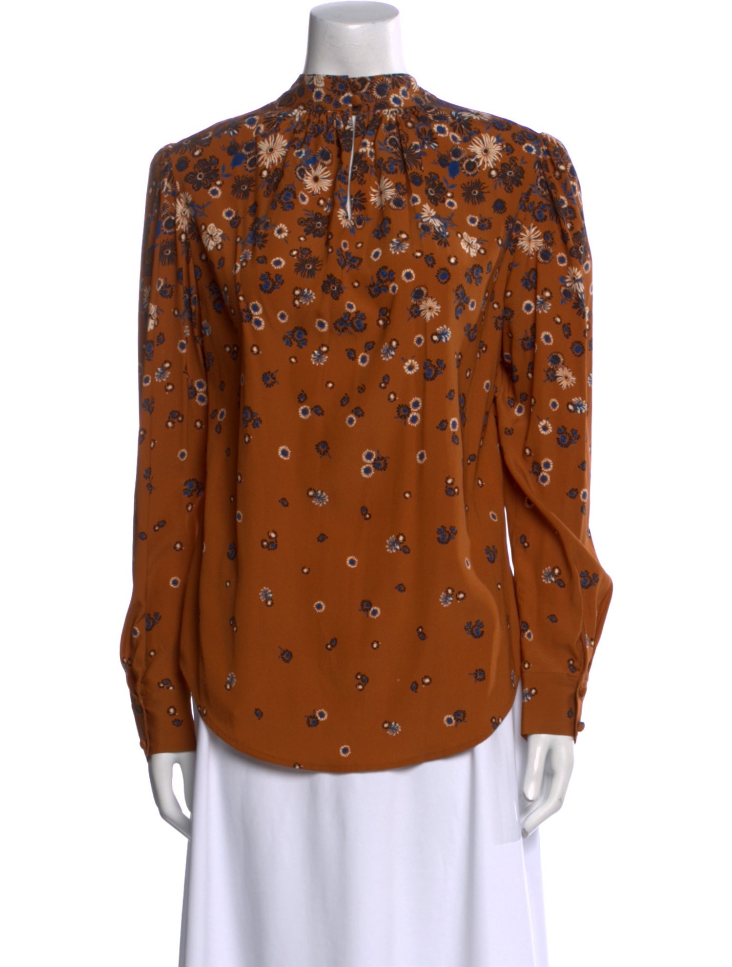 Veronica Beard Silk Printed Button-Up Top