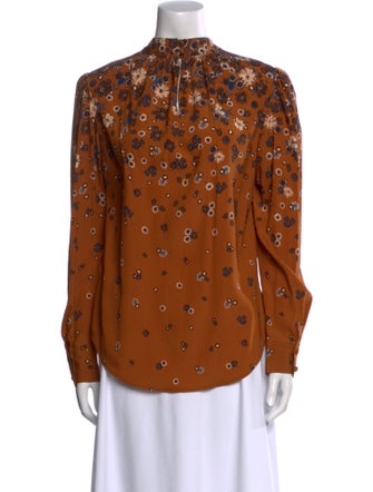 Veronica Beard Silk Printed Button-Up Top