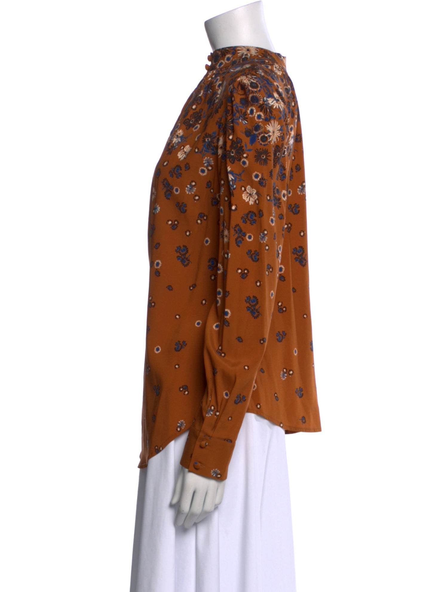 Veronica Beard Silk Printed Button-Up Top