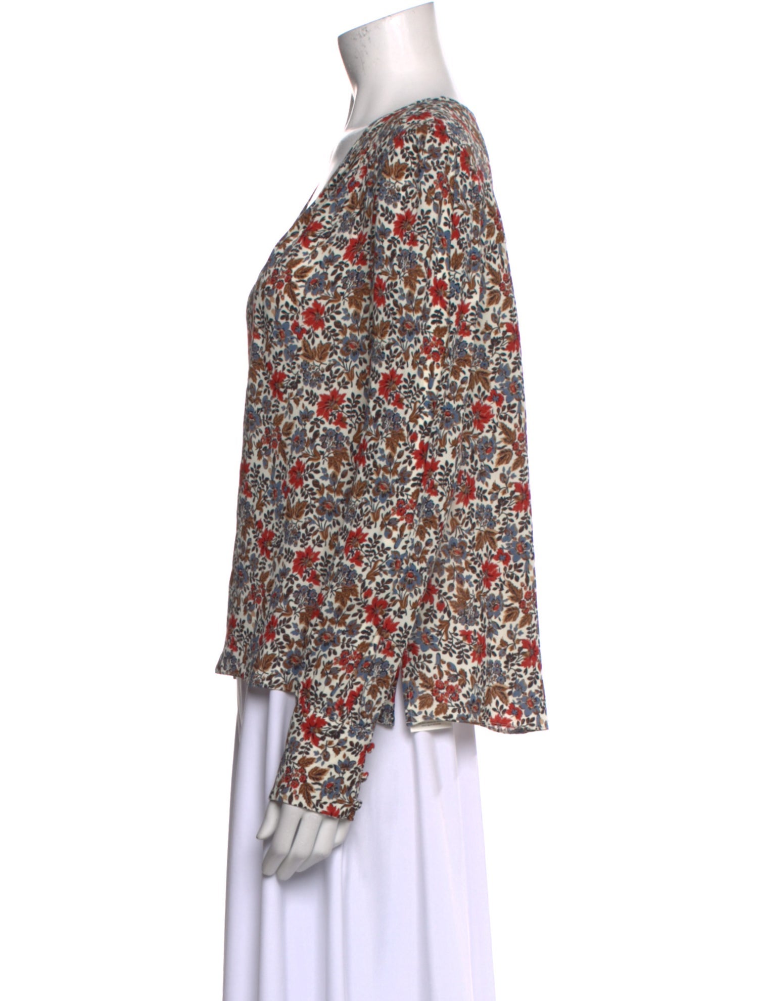 Veronica Beard Floral Print V-Neck Blouse