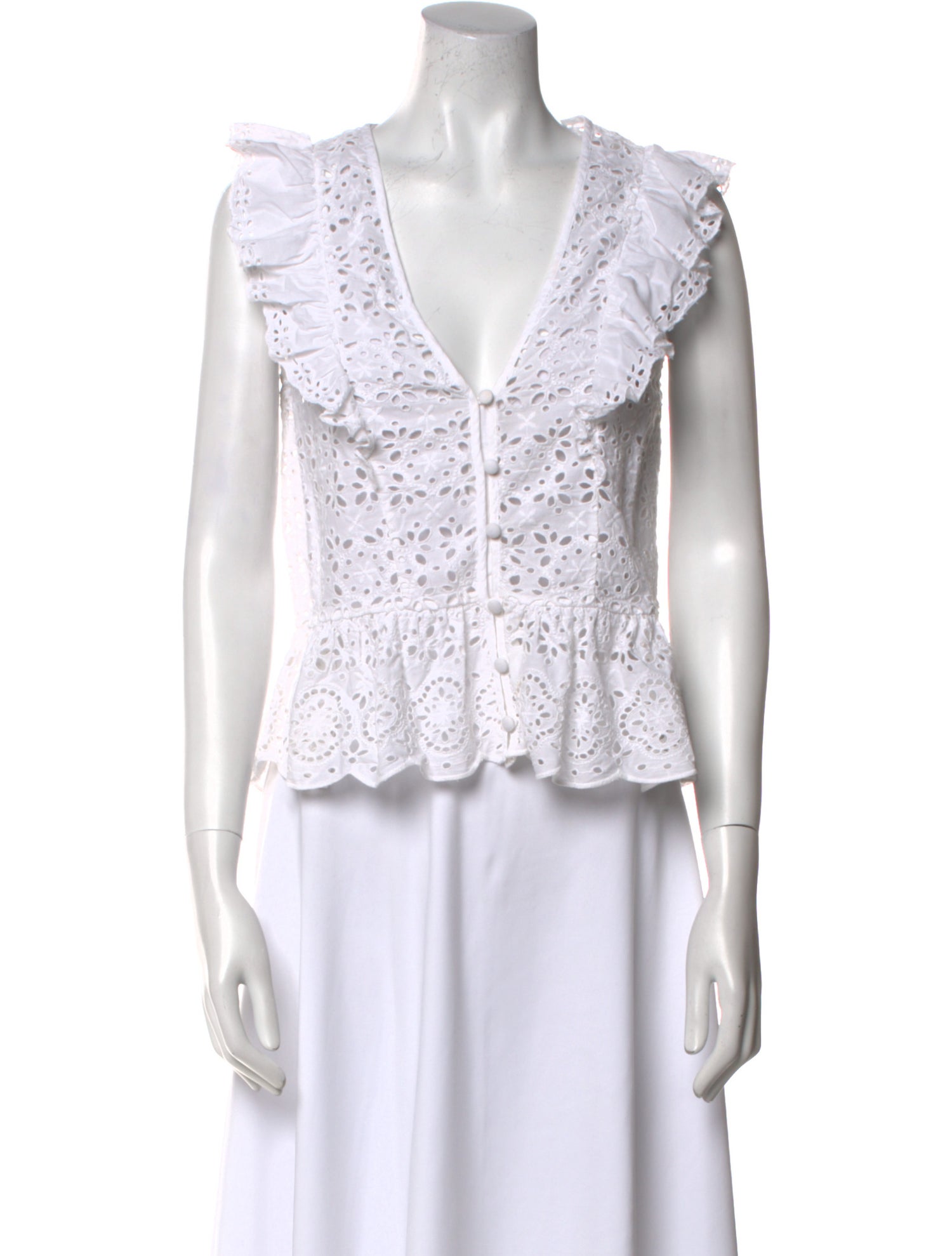 Veronica Beard V-Neck Sleeveless Crop Top