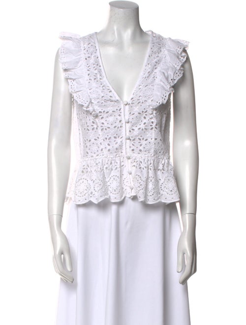 Veronica Beard V-Neck Sleeveless Crop Top