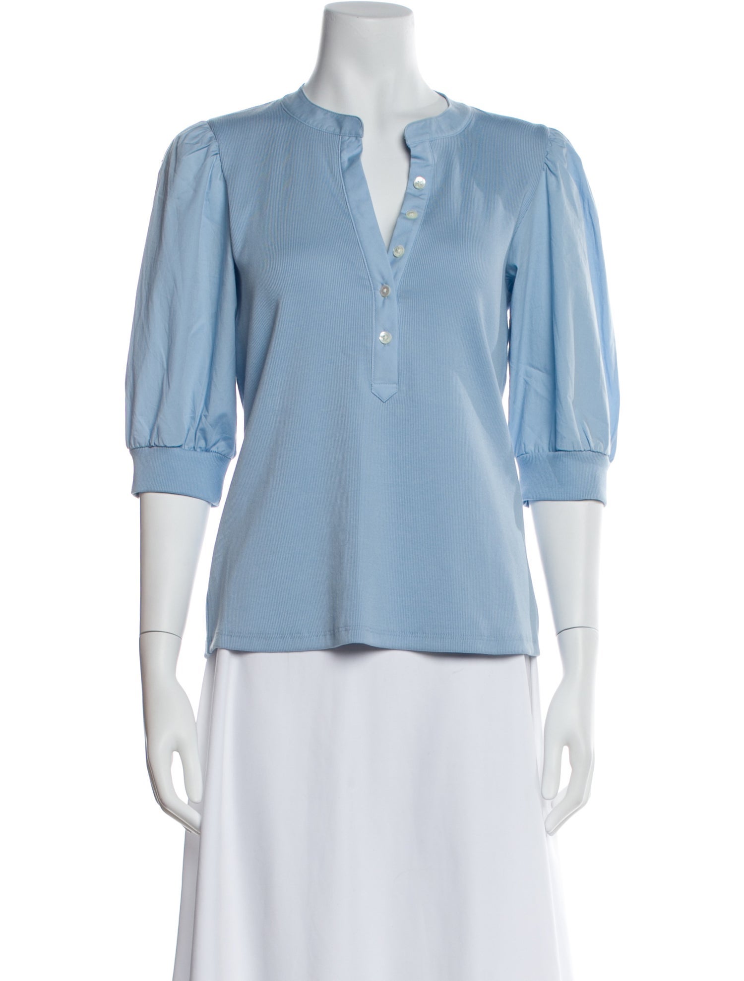 Veronica Beard V-Neck Three-Quarter Sleeve Blouse