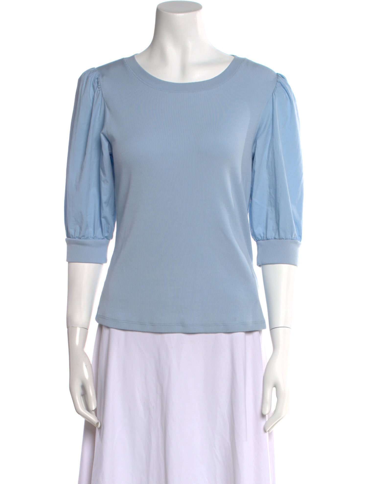 Veronica Beard Bateau Neckline Three-Quarter Sleeve Top