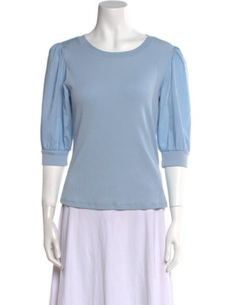 Veronica Beard Bateau Neckline Three-Quarter Sleeve Top