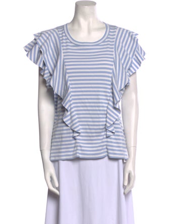 Veronica Beard Striped Scoop Neck T-Shirt