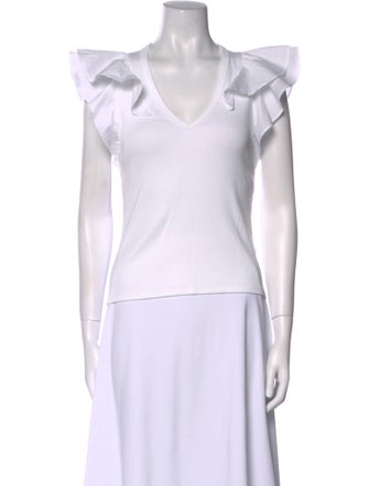 Veronica Beard V-Neck Short Sleeve Top