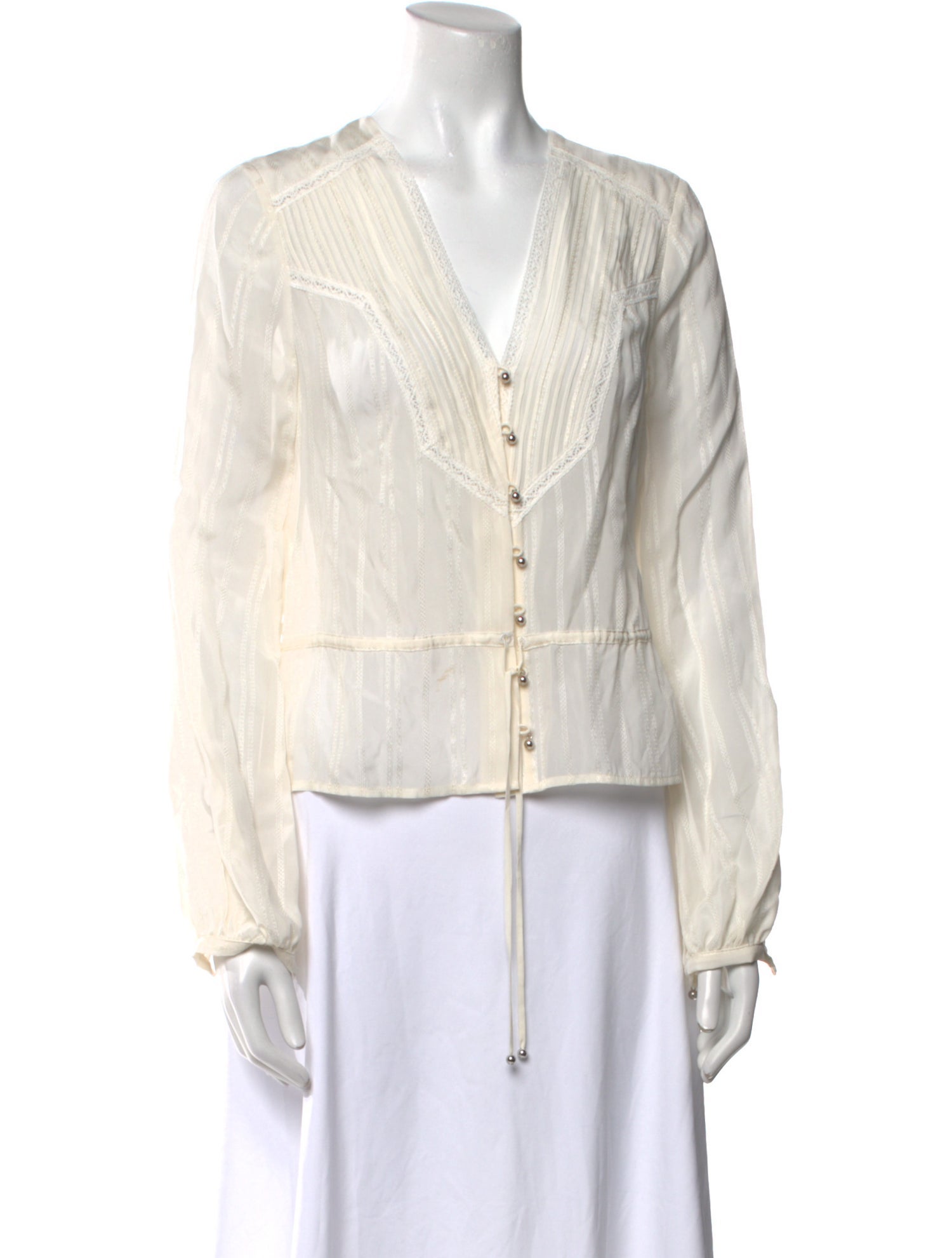 Veronica Beard V-Neck Long Sleeve Blouse