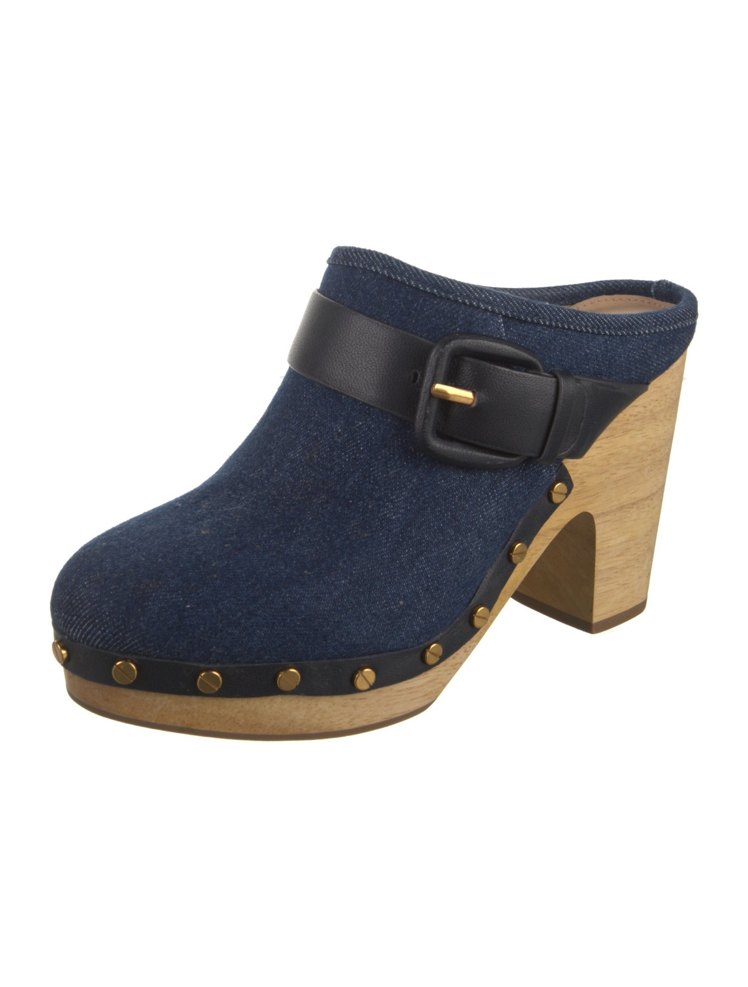 Veronica Beard Denim Studded Accents Mules