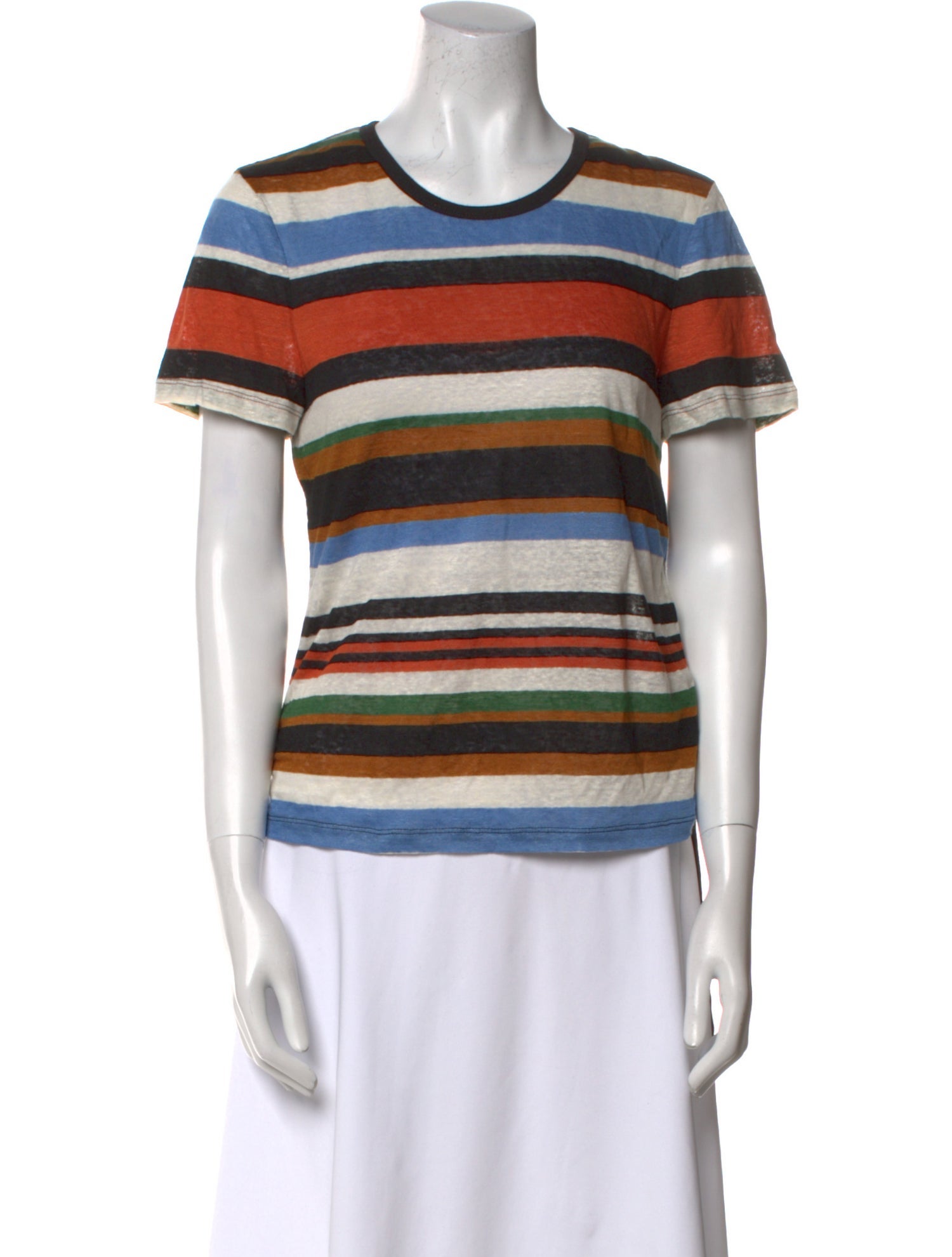 Veronica Beard Linen Striped T-Shirt