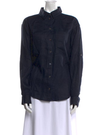 Veronica Beard Linen Long Sleeve Button-Up Top