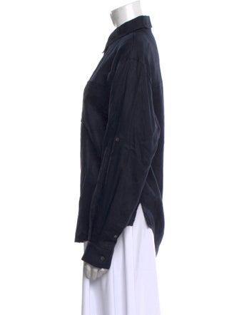 Veronica Beard Linen Long Sleeve Button-Up Top
