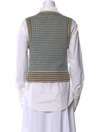 Veronica Beard Merino Wool Striped Button-Up Top