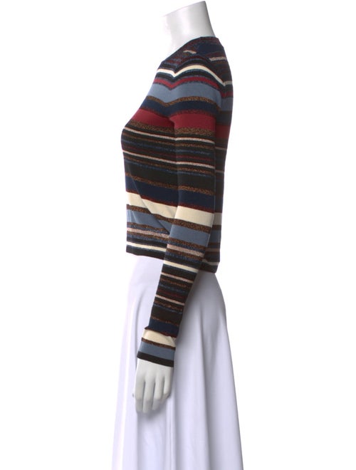 Veronica Beard Striped Crew Neck Crop Top