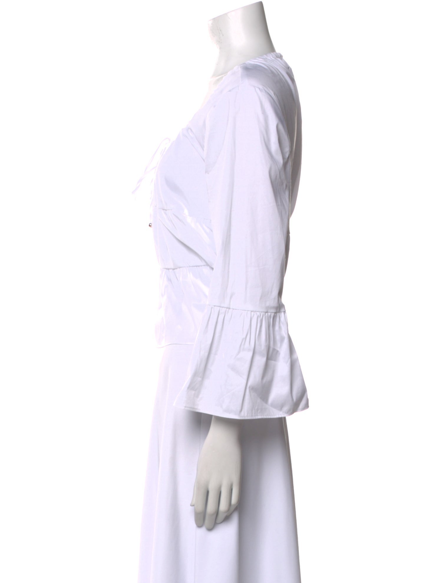 Veronica Beard Scoop Neck Three-Quarter Sleeve Crop Top