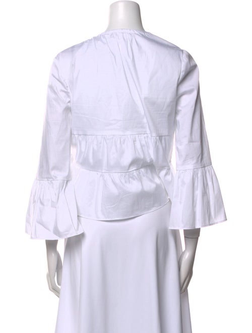 Veronica Beard Scoop Neck Three-Quarter Sleeve Crop Top