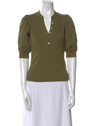 Veronica Beard V-Neck Three-Quarter Sleeve Polo