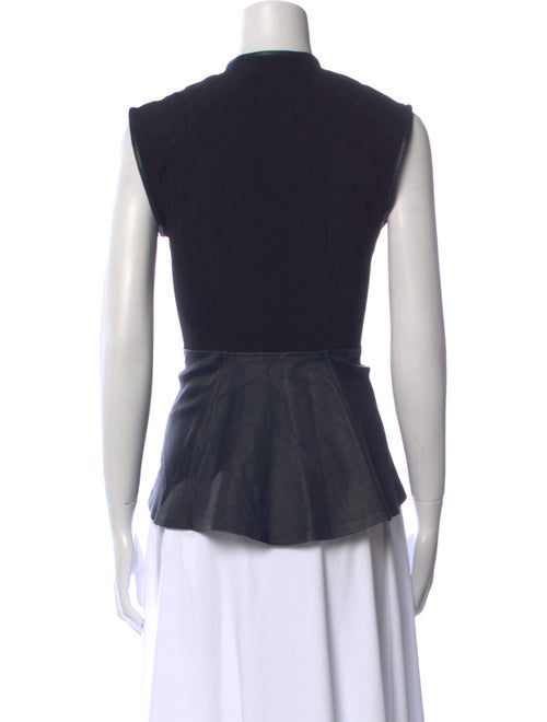 Veronica Beard Lamb Leather V-Neck Top