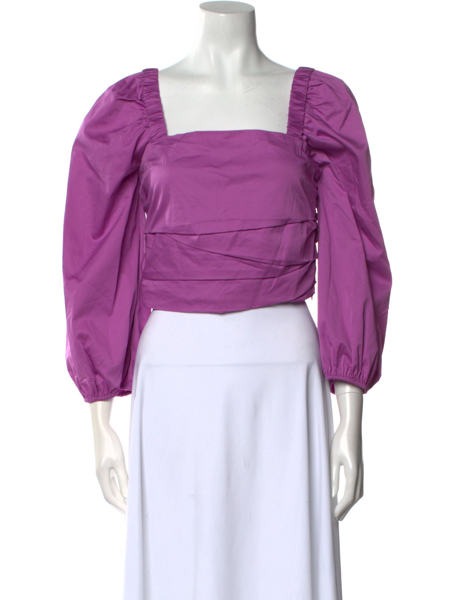 Veronica Beard Square Neckline Three-Quarter Sleeve Crop Top w/ Tags