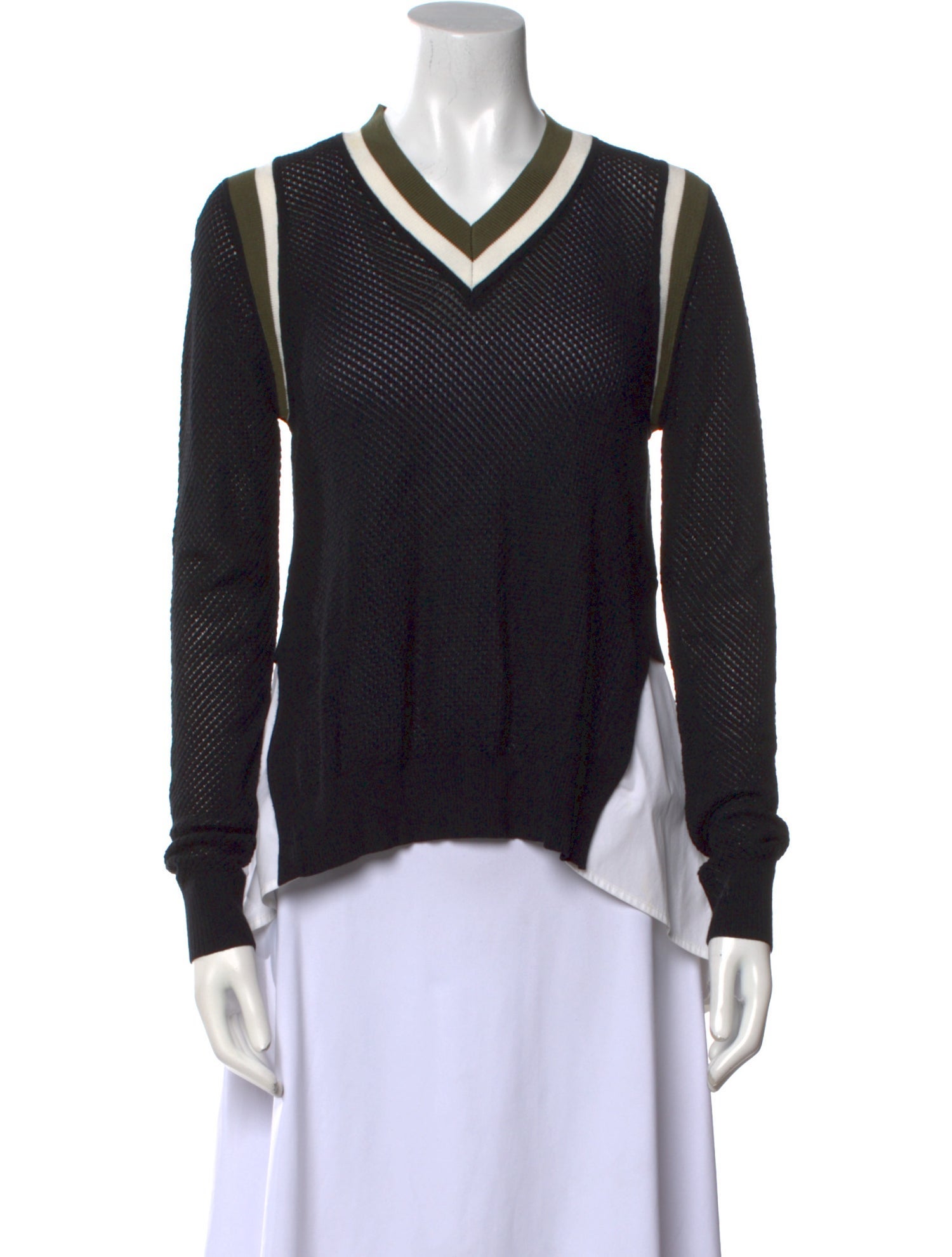 Veronica Beard V-Neck Long Sleeve Sweatshirt