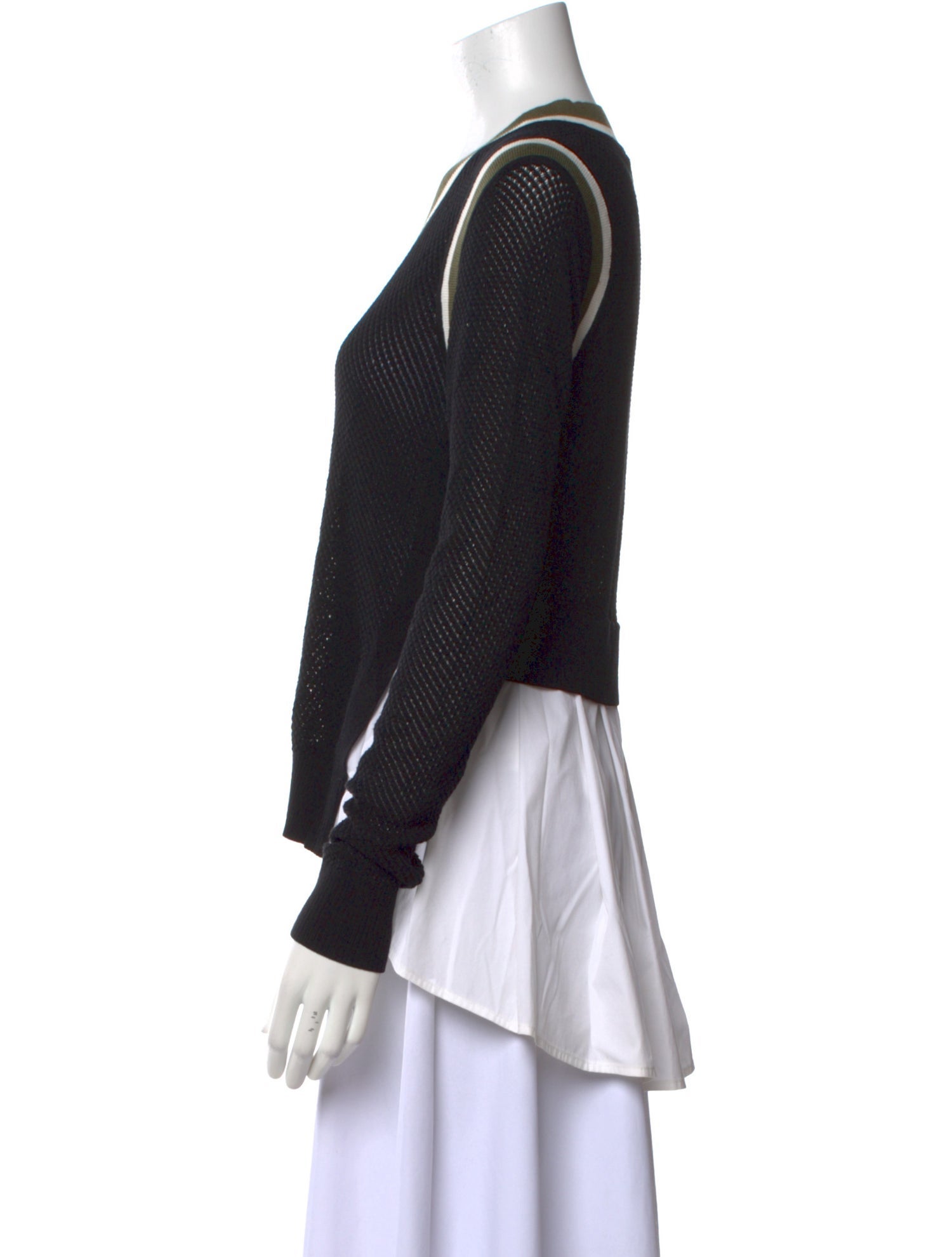 Veronica Beard V-Neck Long Sleeve Sweatshirt