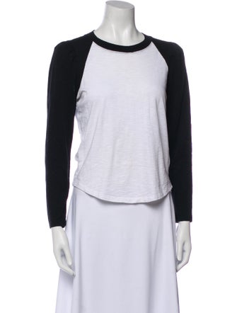 Veronica Beard Colorblock Pattern Crew Neck Crop Top