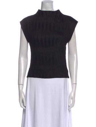 Veronica Beard Mock Neck Short Sleeve Top