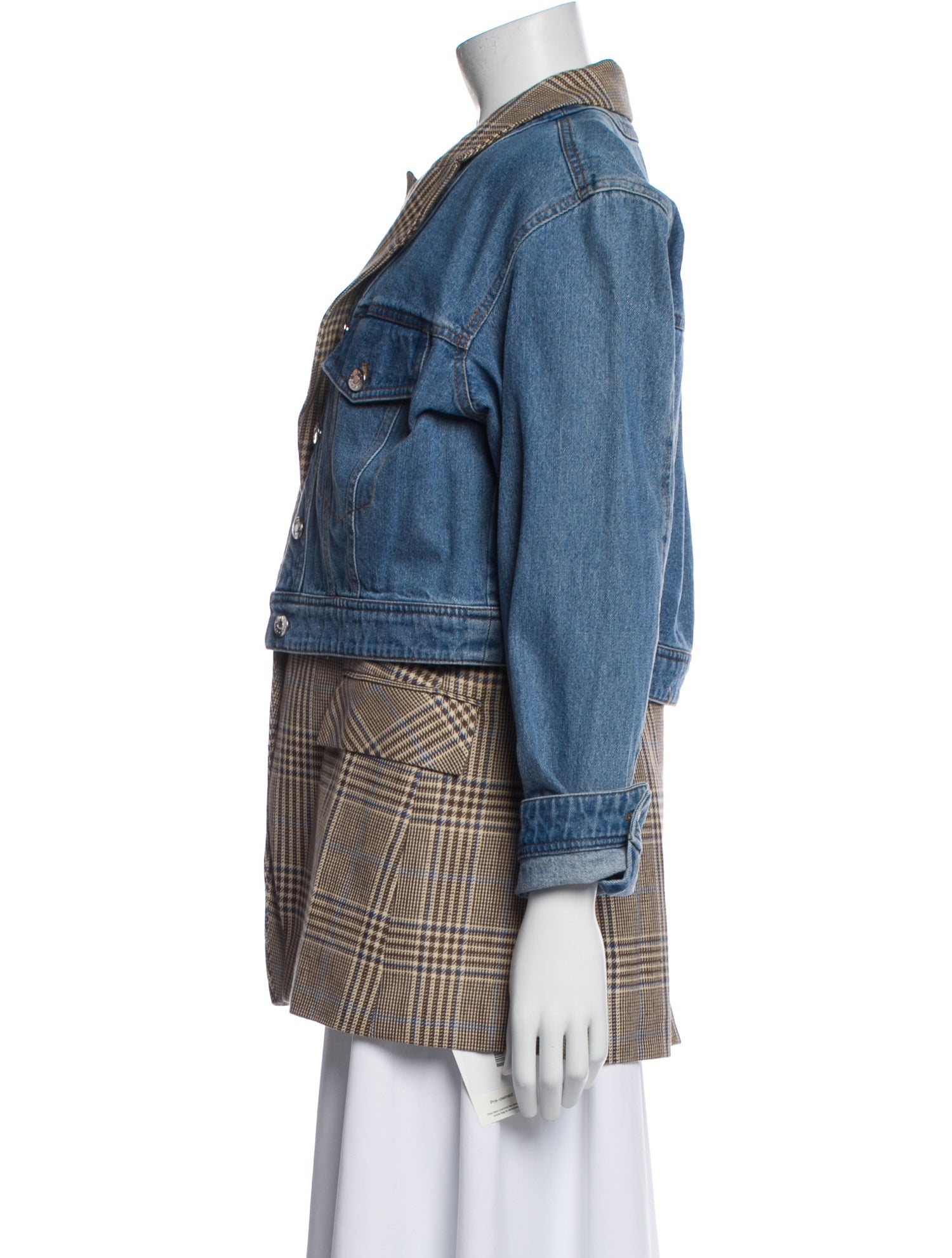 Veronica Beard Houndstooth Print Denim Jacket