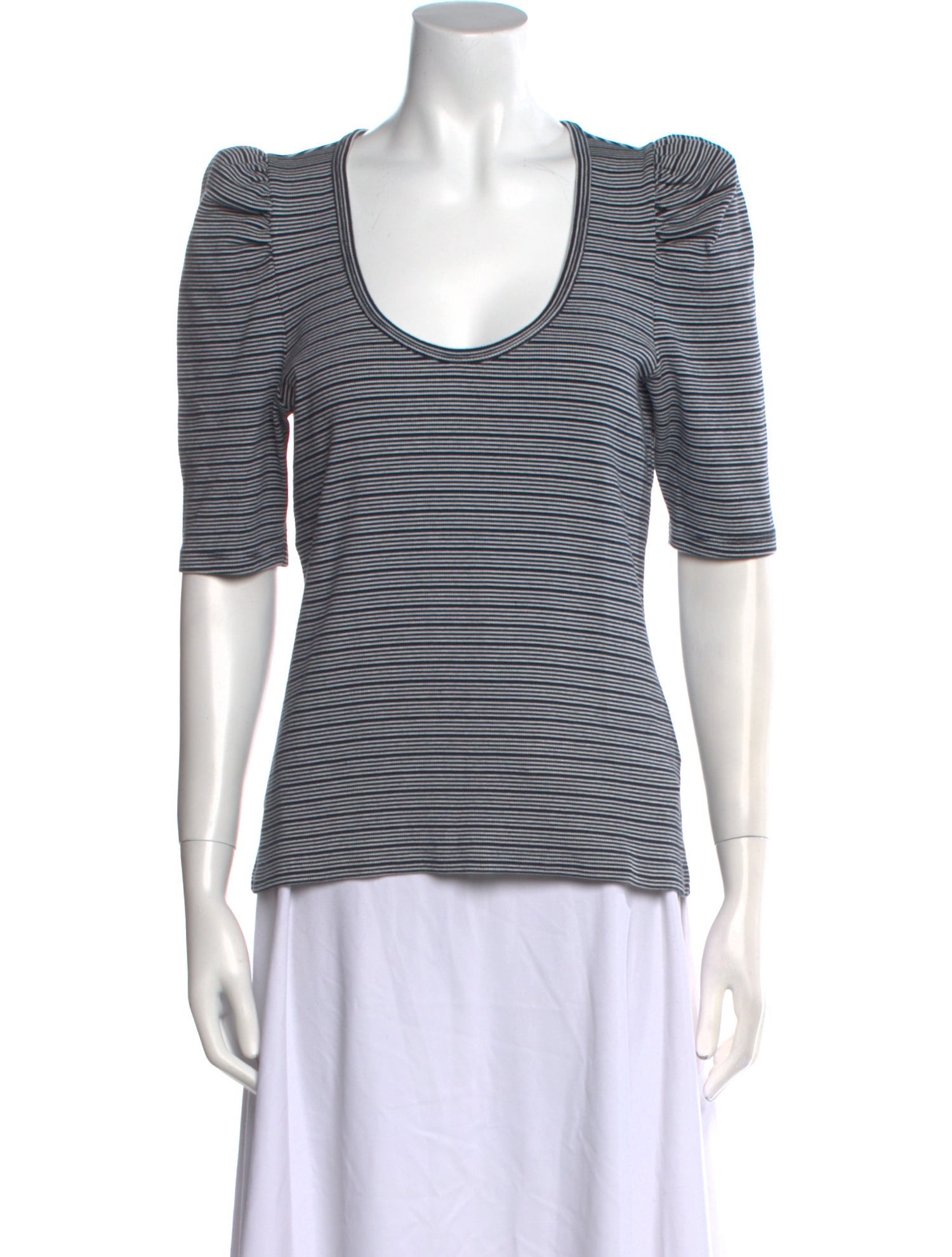 Veronica Beard Striped Scoop Neck T-Shirt