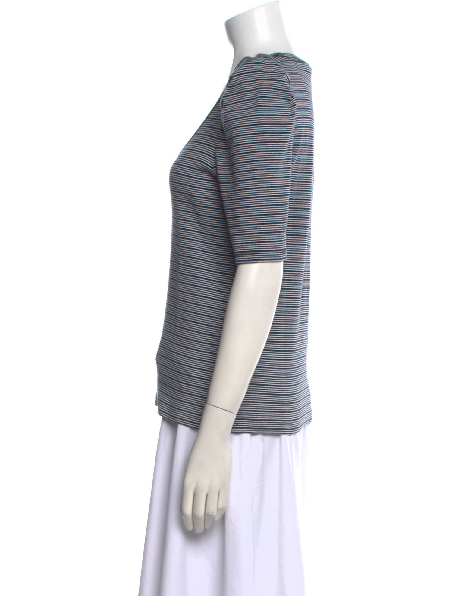 Veronica Beard Striped Scoop Neck T-Shirt