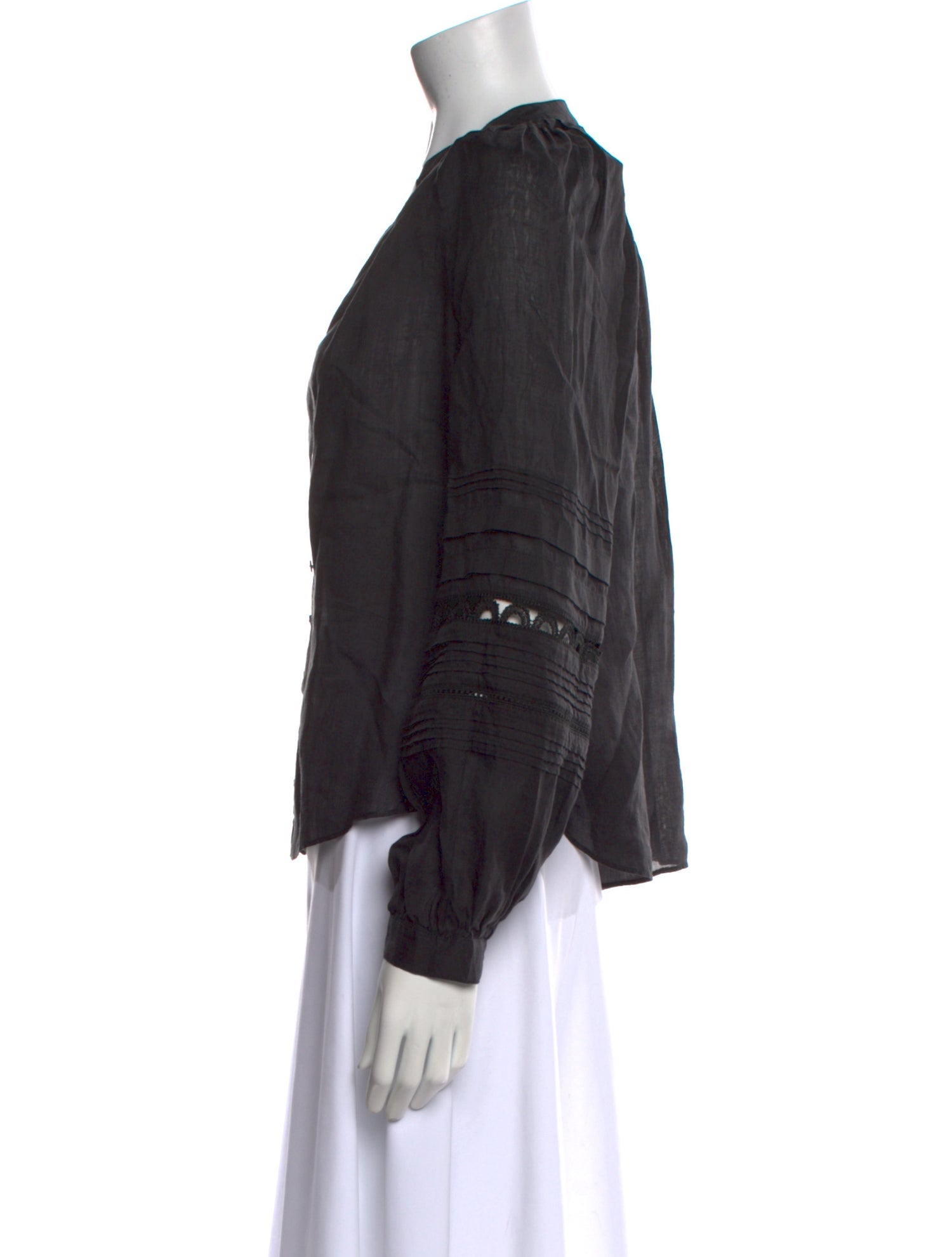 Veronica Beard Silk V-Neck Button-Up Top