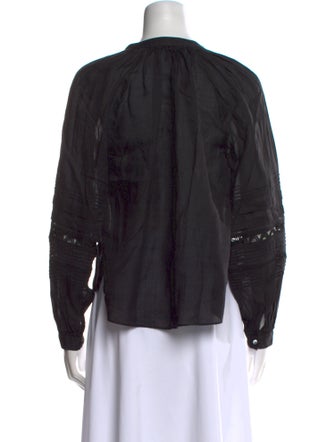 Veronica Beard Silk V-Neck Button-Up Top