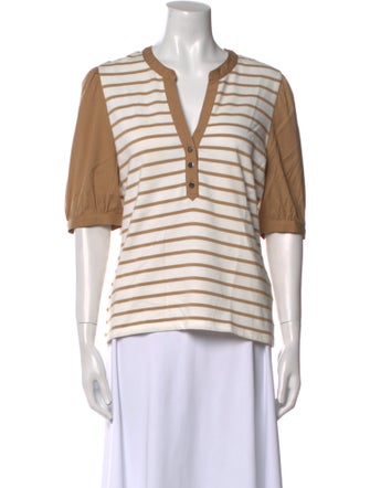 Veronica Beard Striped V-Neck Top