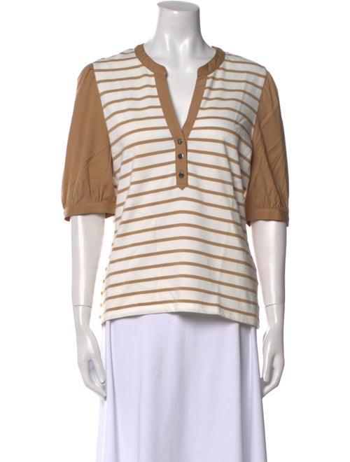 Veronica Beard Striped V-Neck Top