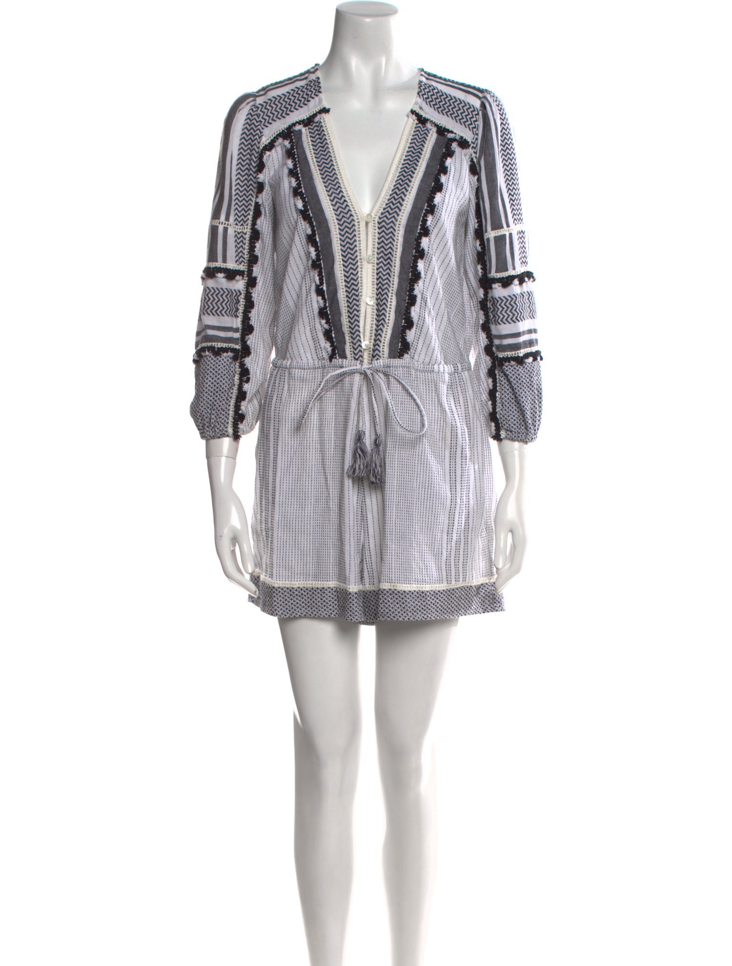 Veronica Beard Printed V-Neck Romper