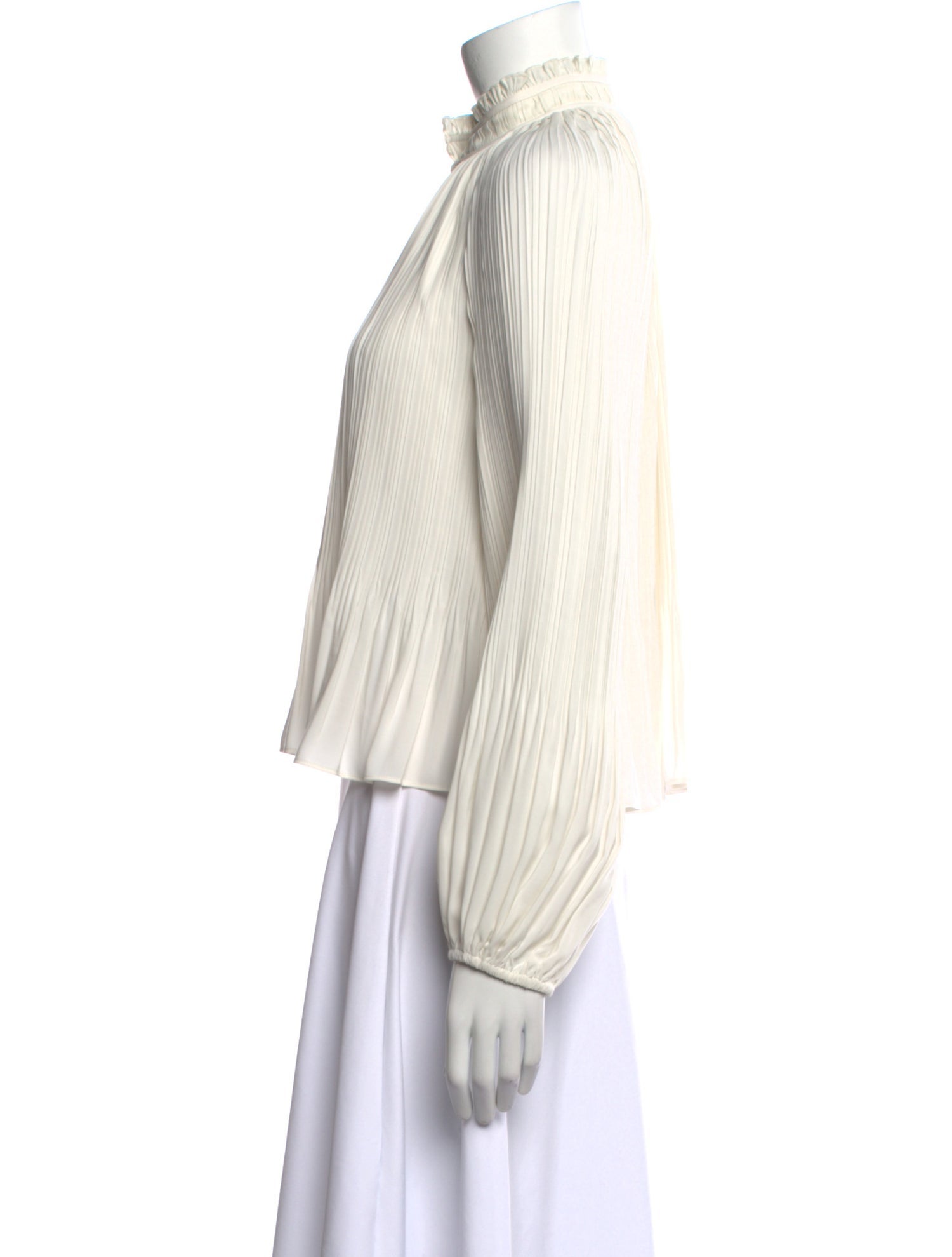 Veronica Beard Mock Neck Long Sleeve Blouse