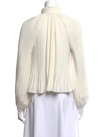 Veronica Beard Mock Neck Long Sleeve Blouse