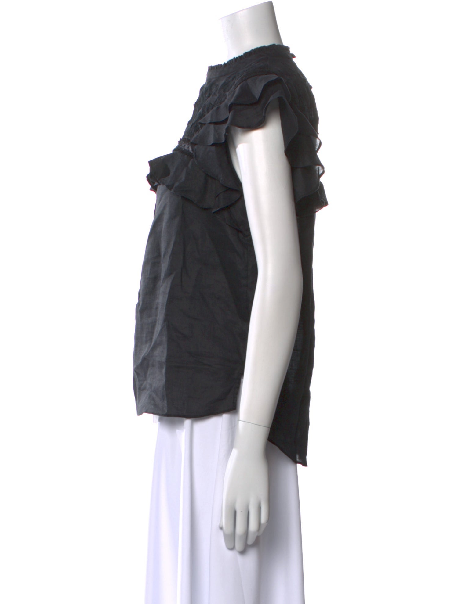 Veronica Beard Mock Neck Short Sleeve Top