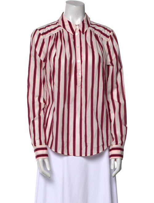 Veronica Beard Striped Long Sleeve Button-Up Top