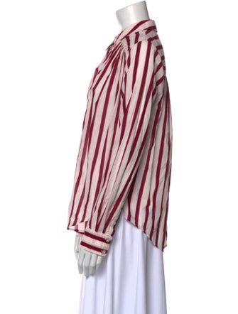 Veronica Beard Striped Long Sleeve Button-Up Top