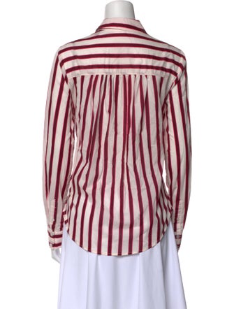 Veronica Beard Striped Long Sleeve Button-Up Top