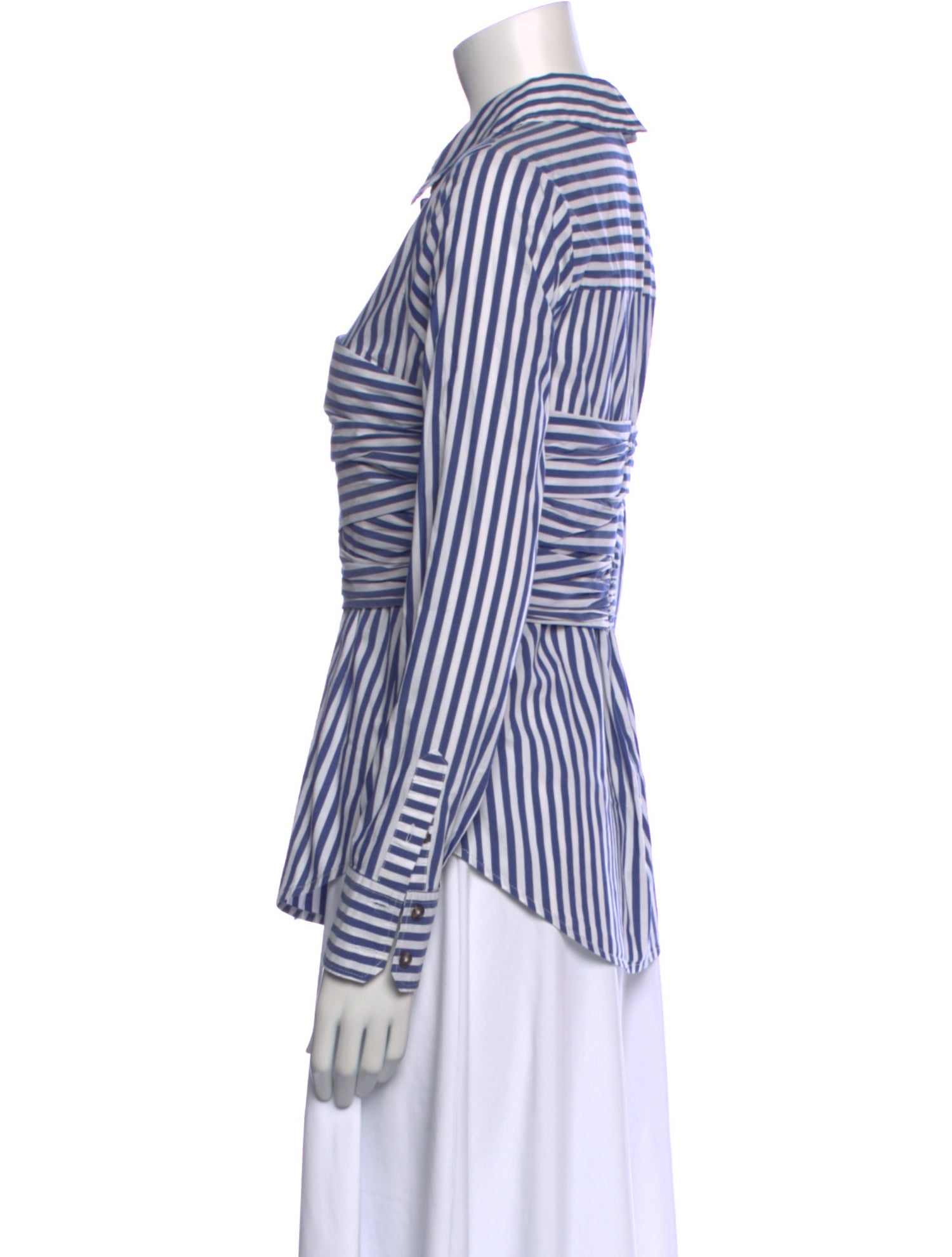 Veronica Beard Striped Long Sleeve Button-Up Top