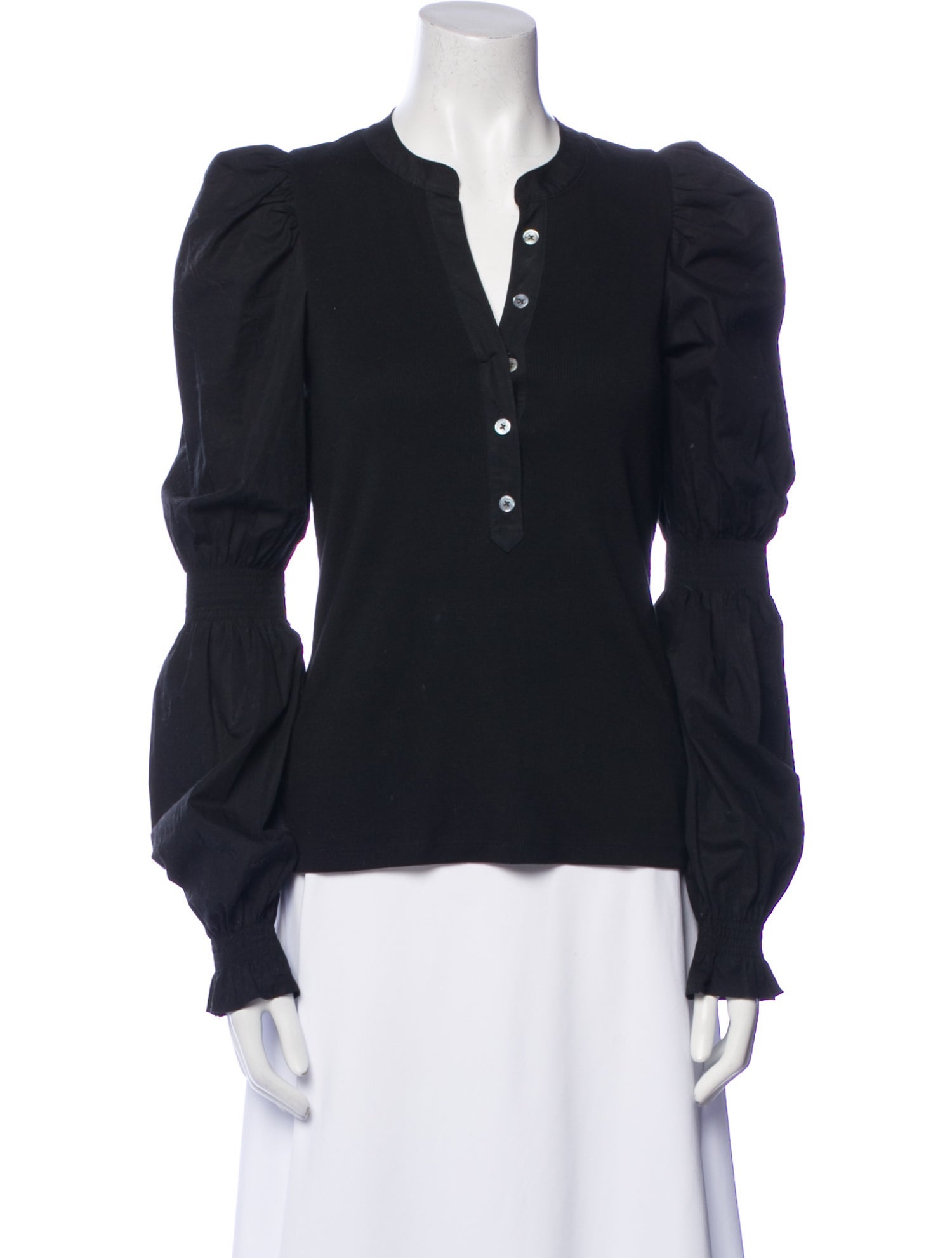 Veronica Beard V-Neck Long Sleeve Blouse