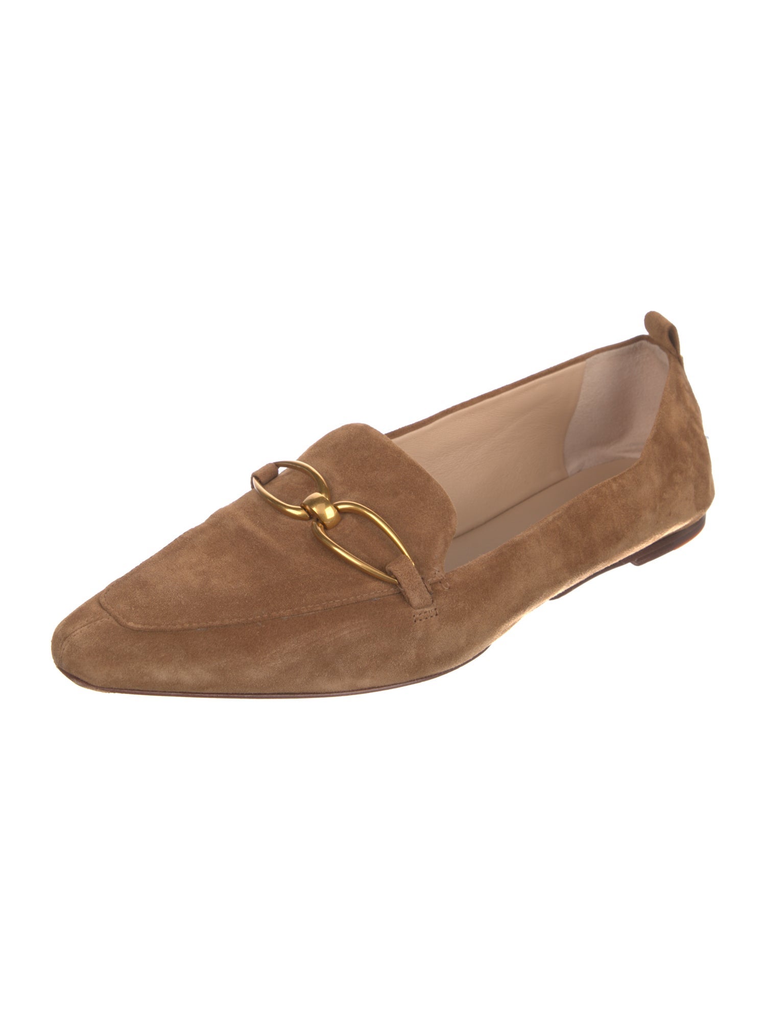 Veronica Beard Suede Chain-Link Accents Loafers